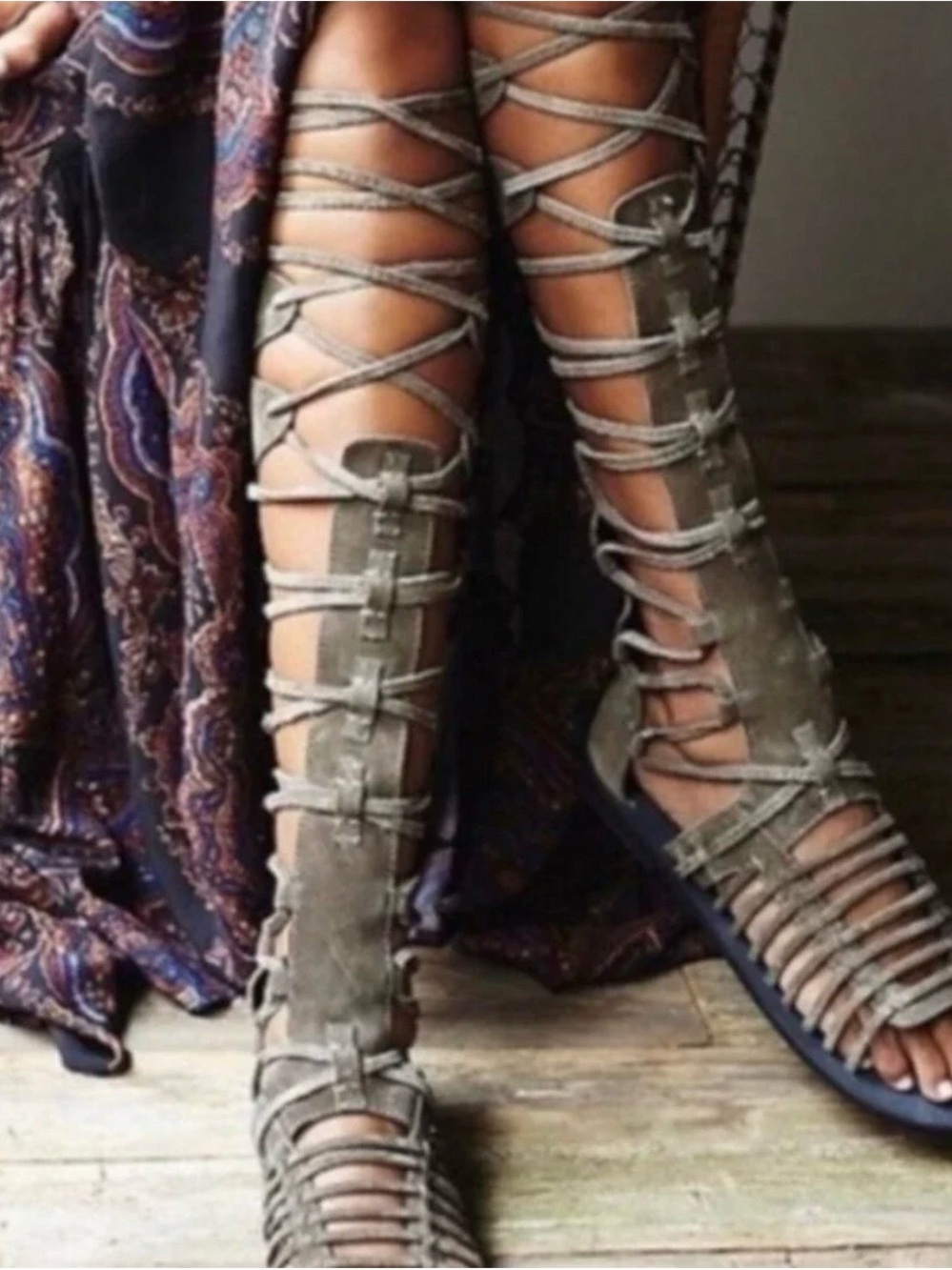 Free People Olive Lace-Up Gladiator Knee-High Sandals